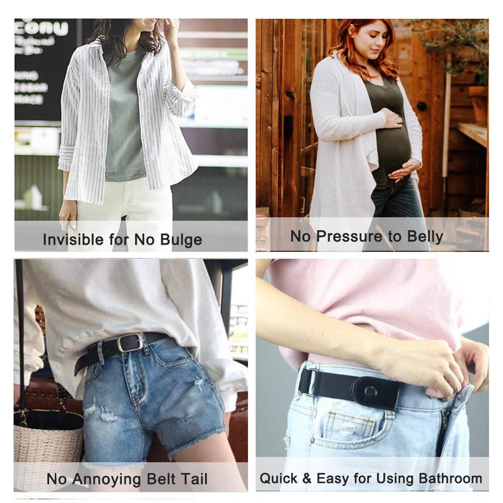 1956 2 Pack No Buckle Elastic Belts For Women Men, Show Jeans View 4